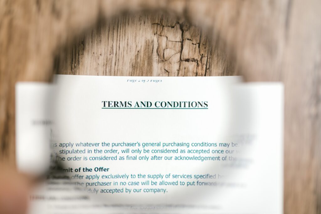 Terminos y condiciones de un contrato inmobiliario